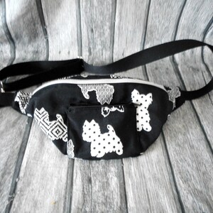 Sac Bandoulière Homme Femme, Sac Banane, Sac Westie West Highland Terrier Noir, Sac Chien, Idée Cadeau Homme Femme, fabriqué en France