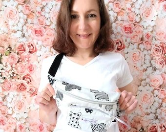 Regalo para mujeres y hombres, riñonera, bolso gris para perros, bolso para Westie West Highland Terrier, bolso jacquard, hecho en Francia