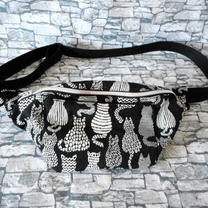 Gray Black Cats Fanny Pack, Fanny Bag, Men Women Bag, Cat Bag, Cat Lover Gift, Birthday Gift, Men Women Gift, made in France