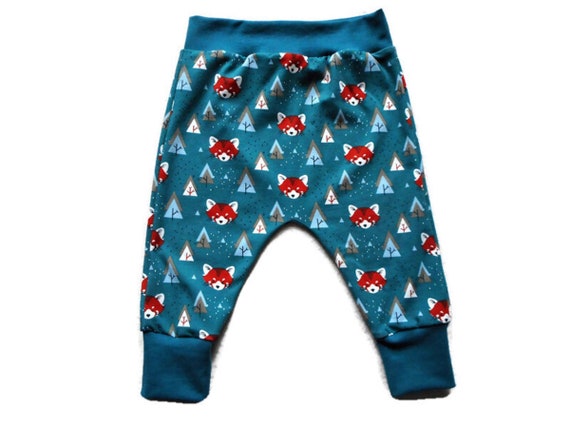 Red Panda Teal Pants Baby Harem Pants 