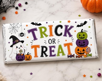 Halloween Wrapper, Editable Candy Bar Wrap for Trick or Treat Favors