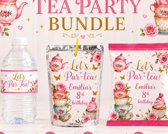 Tea Party Favor Bundle, Printable Par-Tea Bundle (Editable Instant Download)