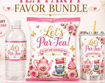 Tea Party Favors Bundle, Printable Let's Par-Tea Set Bundle (Instant Download)