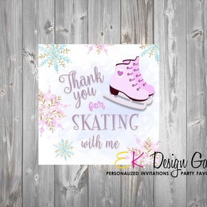 Ice Skating Thank You Tag Ice Skating Girls Birthday Party Ice Skating Party Favor Tag Purple Ice-Skating Gift Treats Tag Instant Download