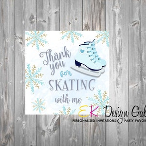 Ice Skating Thank You Tag Ice Skating Birthday Ice Skating Gift Favor Girl Ice Skate Birthday Party Treat Tag Theme Digital Instant Download