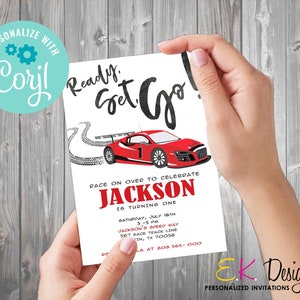 Editable Race Cars Birthday Invitation, Racing Cars Birthday Party Boys Race Car Theme Invite, Instant Download Corjl Template