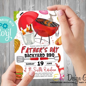 Vatertag Grillparty Einladungen Garten-Barbecue, Grillparty Vatertagsfeier einladen Sofortiger Download Corjl Bearbeitbare Vorlage