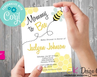 Mommy To Bee Baby Shower Invitation: Editable Bee Theme Invite (Instant Download)