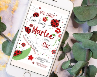 Editable Ladybug Invitation: Birthday Party Invite Digital Template (Instant Download)