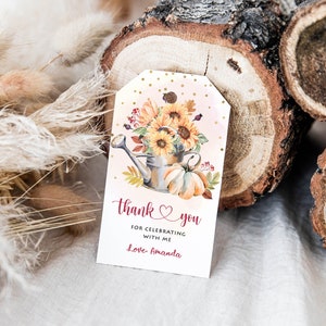 Fall Retirement Favor Tag, Retirement Celebration Thank You Tag, Gardening Party, Favor Tag, INSTANT DOWNLOAD Corjl EDITABLE Template