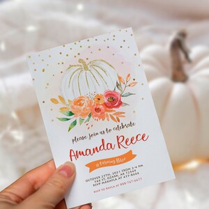 Fall Birthday Party Invitation, Pumpkin Invite, Autumn Celebration, EDITABLE  Instant Digital Download