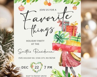 Christmas Favorite Things Party Invitation: Holiday Friends Gift Exchange Invite (Editable, Digital Download)