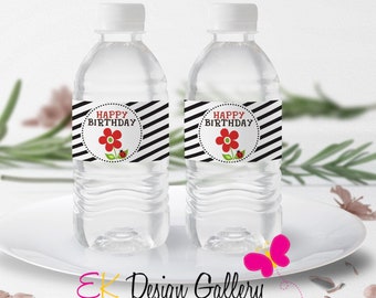 Ladybug Birthday Party Water Bottle Label Printable (Digital Download)