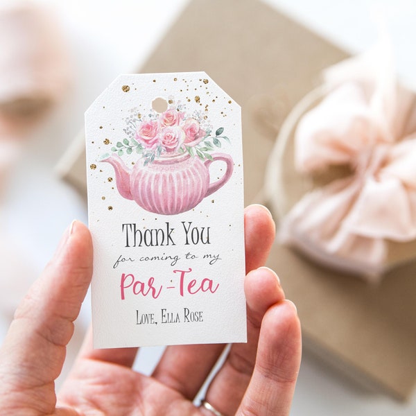 INSTANT DOWNLOAD Tea Party Tag, Tea Party Birthday, Thank You Tag, Girl Favor Tag, Tea Party Thank You Tag, Corjl EDITABLE Template