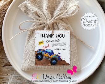 Monster Truck Thank You Tag: Monster Jam Bash, Party Favor, Treat Label (Instant Download)