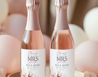 Pearls and Prosecco Bachelorette Champagne Label, Bridal Shower Champagne Bottle Stickers, (Editable, Instant Download)