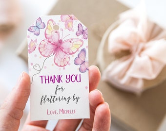 Butterfly Party Favor Tag: Editable Thank You Template (Digital Download)
