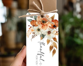 Thankful For You Tag, Giving Thanks Tag, Thanksgiving Appreciation Gift Tag, Thanksgiving Treat Favor Tag Digital Instant Download