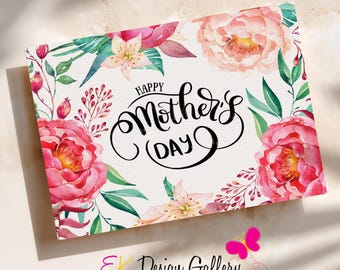 Mother's Day Card, 5x7 Printable Mom's Floral Greeting Note (Instant Download)