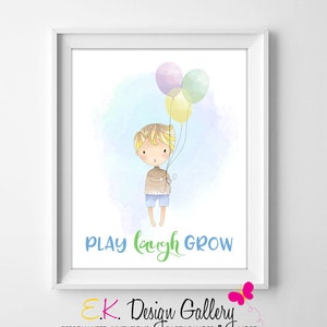 Play Laugh Grow Wall Print Kids Room Wall Decor Boy Nursery Wall Art Kids Wall Art Decoration Boys Wall Print Instant Download 8x10 Print