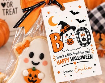Halloween Treat Tag, Editable Ghost Gift Label for Classroom, Digital Download