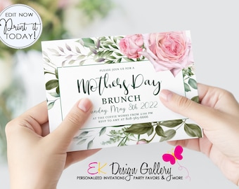 Mother's Day Brunch Invitation: Editable Floral Lunch Invite (Instant Download)