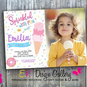 Personalized Ice Cream Birthday Party Photo Invitation Girl Ice Cream Birthday Celebration Ice Cream Social Ice Cream Party Invite