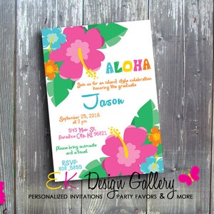 Personalized Island Style Birthday Invitation Hawaiian Style Birthday Tropical Luau Party Aloha Birthday Invite Digital Download Invite