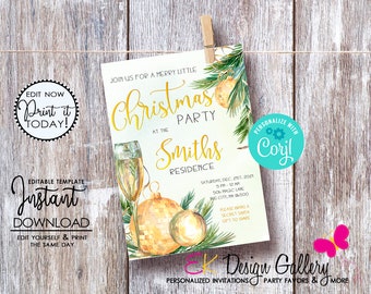 Christmas Cocktail Party Invitation: Holiday Ornament Exchange (INSTANT DOWNLOAD)