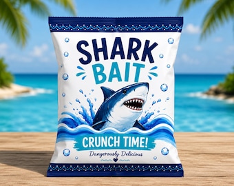Shark Birthday Chip Bag, Shark-Tastic Party, Treat Snack Favor (Instant Download)