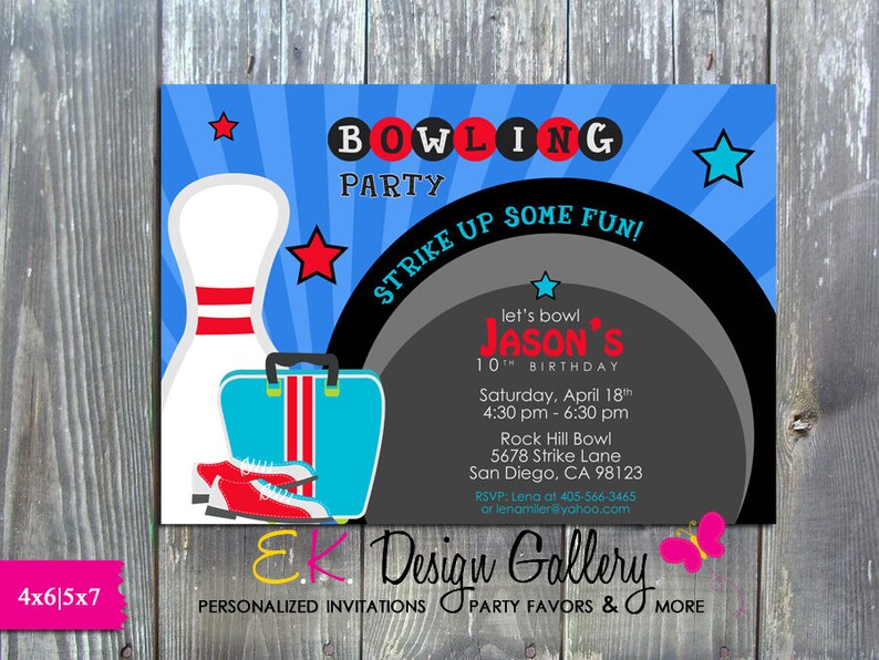 Printable Party Invite Bowling Game Night Birthday Party Invitation Digital Invitation Bowling Invite DIY