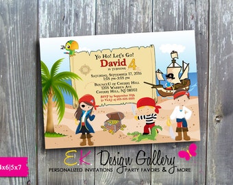 Pirate Party Boy Pirates Birthday Party Invitation Digital Printable DIY