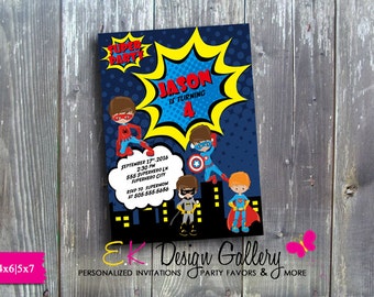 SUPERHERO Invitation, Superheroes Birthday, Super Hero Party Invitation, Boys Birthday Invitation, Theme Superheroes Invite, Digital Invite