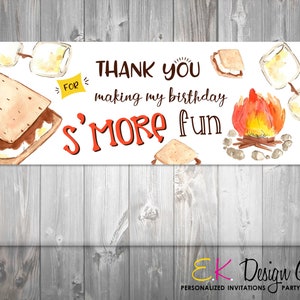 Topper para sacolinha de lembrancinhas S&#39;mores: Etiqueta para lembrancinhas de aniversário em fogueira (download instantâneo)