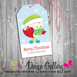 Christmas Gift Tag, School Exchange Treat Label, Party Printable (Personalized, Digital Download)