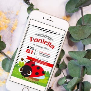 Personalized LadyBug Invitation Girls Ladybug Birthday Party Ladybug First Birthday Theme Printable Invitation Digital Invite