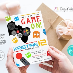 Video Game Invitation, Gaming Birthday, Video Game Birthday Party, Gamer Birthday Invite, Corjl EDITABLE Template, INSTANT DOWNLOAD