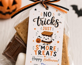 Halloween S'mores Treat Tag, 2 × 3.5-Inch Printable , Instant Download