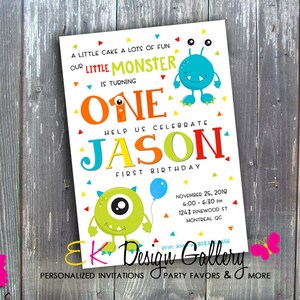 Personalized Monster Invitation Boys Birthday Party Invite Little Monsters Theme Invite Digital Download