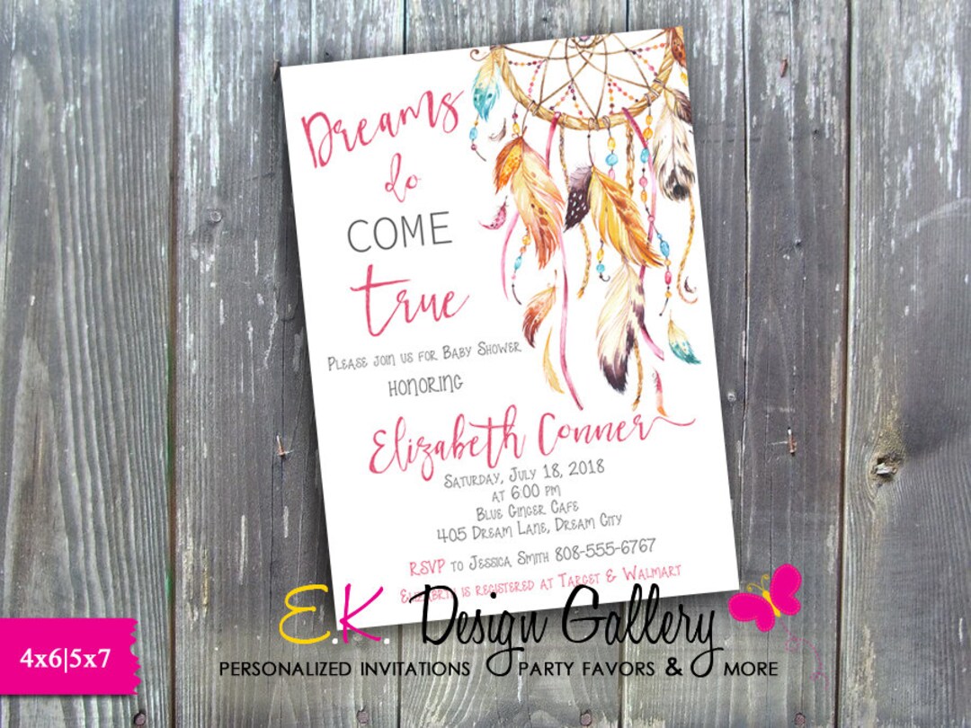 Dream Catcher Invitation, Dream Do Come True Invitation, Dream Catcher ...