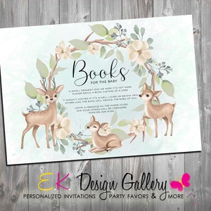 Reh Babybuch Wunschkarte, Oh Deer Baby Shower Bücher für Baby Karte, Bring a Book statt Karte, Baby Shower Deer Buch Wunschkarte