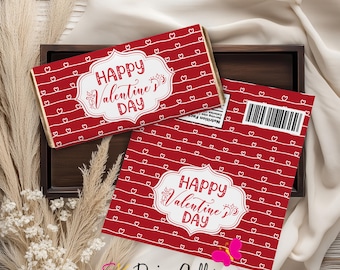 Valentines Day Candy Bar Wrapper, Classroom Exchange Valentines Treat Favor Label (Instant Download)