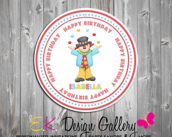 Carnival Circus Tag, Birthday Party Tag, Personalized Favor Gift Tag, Printable Digital Tag, Cupcake Topper, Clown Favor Tag