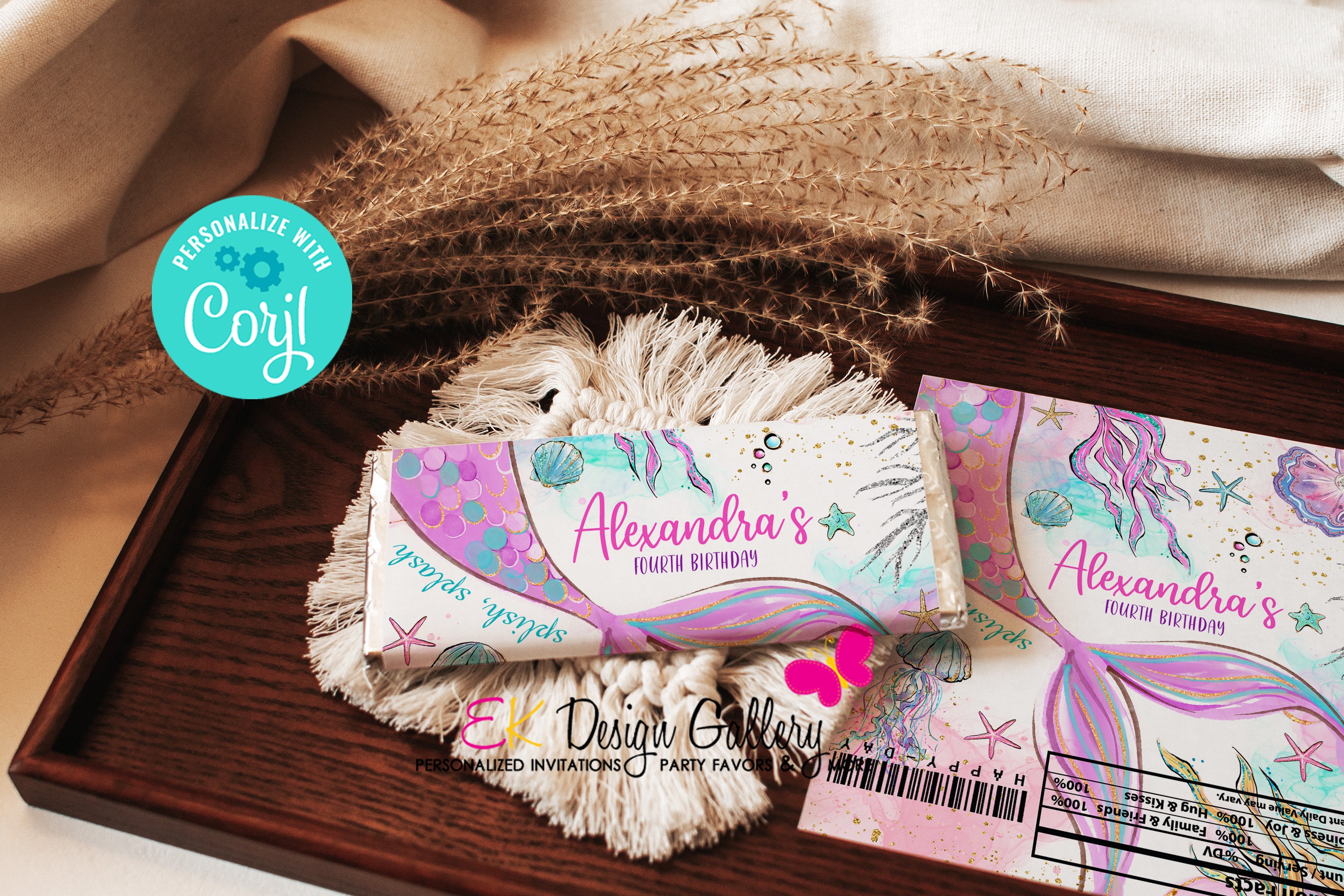 Mermaid Tail Candy Wrapper, Chocolate Bar Wrap, Ocean Theme Party Favor ...