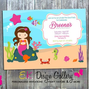 Personalized The Little Mermaid Invitation Under the Sea Girls Invite Beach Pool Birthday Party Invite Printable Digital Download Invite