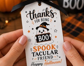 Halloween Ghost Treat Tags, Editable Thanks Labels, Instant Download