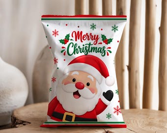 Santa Christmas Chip Bag Wrapper, Holiday Party Favor Treat Bag (Digital Download)