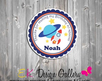 Space Rocket Tag, Birthday Party Favor Tag, Gift Treat Tag, Cupcake Topper, Personalized Sticker, Digital Tag