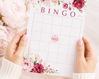 Petals and Prosecco Bridal Shower Bingo Card Template (Instant Download)