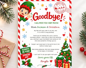 Goodbye Letter From Elf, Elf Farewell Card, Editable Digital Download